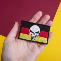 Набір шевронів 2 шт з липучкою прапор Німеччини та Череп Карателя Punisher 5х8 см, вишитий патч нашивка Німеччина