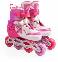 Роликовые коньки Best Roller 16-03 М колеса PU светятся. Pink and White (размер 34-38) (186963)