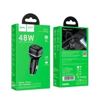 Адаптер автомобільний HOCO Rank dual port car charger Z58A |1USB/1Type-C, 48W/3A, PD30W/QC|