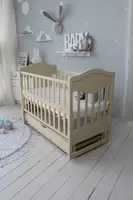 Кровать детская Baby Comfort ЛД9 слоновая кость с ящиком и резьбой