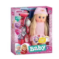 Кукла Baby, музыкальный чип, моргает глазами, ходит в туалет, пьет из бутылочки, парикмахерский набор, кольцо и серьги для ребенка. Multicolor (136065)