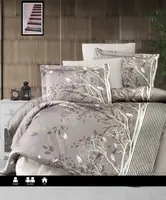 Полуторное Турецкое Постельное Белье First Choice Cotton Living Brown Сатин 160х220см
