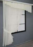 Кухонний комплект (150х170см.), шторка з ламбрекеном. Колір молочний. Код 00к 59-895
