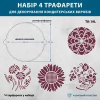 Круглые трафареты набор 4 шт, для тортов 200 мм 0,5 мм (420х420)