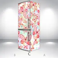 Наклейки для холодильника, метелики, 200х60 см - Лицьова + Права (C), з ламінуванням