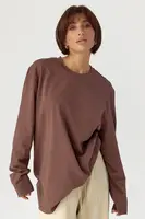Однотонный базовый лонг oversize – коричневый цвет, ONE SIZE (есть размеры)