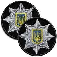 Набор шевронов 2 шт на липучке Кокарда Полиция круглая 6 см, вышитый патч нашивка шеврон Полиции