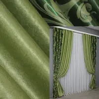 Комбинированные (2шт. 1,5х2,7м) шторы из ткани блэкаут. Цвет оливковый с зеленым. Код 014дк (239-127шА) 10-159