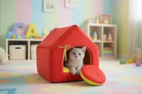 Домик для котов и собак Плюш красный