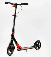 Двухколесный складной самокат Best Scooter, фонарик, амортизатор. Black and red (113219)