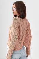 Жіночий джемпер із ажурної в'язки - персиковий колір, ONE SIZE
