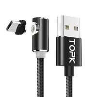 Магнітний кабель Topk USB 1m 2.1 A 360° TK51i-VER2 MicroUSB Black для зарядки смартфона
