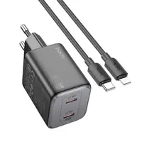 Адаптер сетевой Hoco Elogiado dual-port charger N42 (Type-C to Lightning Set) |2Type-C, 45W/3A, PD/QC|