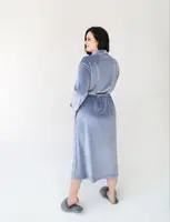Жіночий Довгий Велюровий Халат з Кантом Батал - 714 Сірий (2XL-4XL)