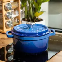 Каструля чавунна емальована 2 л з кришкою Ø20 см Синя HP-1-2BL