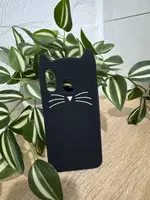 Силиконовый чехол для Samsung Galaxy А40 - 3D Cat (Кот с усами), Черный