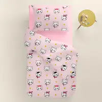 Подростковое постельное белье с простыней на резинке PINK PARIS CATS