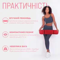 Коврик для йоги и фитнеса EasyFit TPE+TC 6 мм двухслойный красный-черный