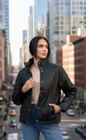 Куртка женская черная экокожа код П929