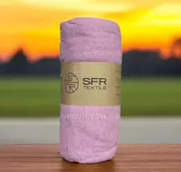 Простынь на резинке махровая SFR Textille Пудра 180х200см