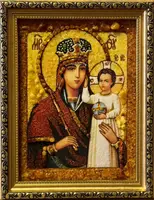 Ікона з бурштину Богородиця з Дитям і-243 (пара з Ісус Христос і-244) Гранд Презент 15*20