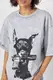 Футболка oversize з принтом добермана - світло-сірий цвет, ONE SIZE