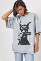 Футболка oversize з принтом добермана - світло-сірий цвет, ONE SIZE