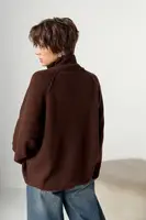 В'язаний кардиган на блискавці вільного фасону - коричневий колір, ONE SIZE