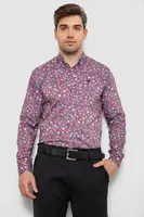 Рубашка мужская с принтом, цвет бордовый, 214R2699