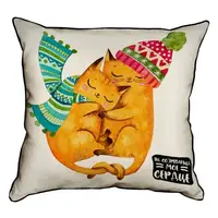 Подушка интерьерная из мешковины Ты согреваешь мое сердце 45x45 см 45PHB_21NG010_RUS
