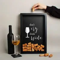 Рамка копилка "Don`t cry drink wine" для пробок, Черный, английский