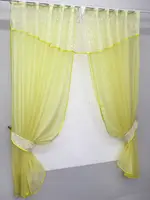 Кухонний комплект, (290х170см.) шторки з ламбрекеном і підхватами. Колір жовтий з білим. Код 084к 50-921
