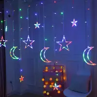 Світлодіодна гірлянда-штора Lesko YLX-026 Stars and Moon Кольоровий світ 2.5 м діодні лід лампи
