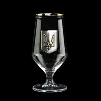 Набір для пива та віскі "ТРИЗУБ" келих для пива та  віскі, золото