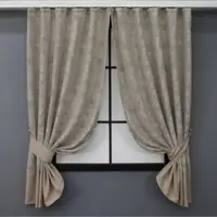 Комплект (2шт. 1,3 х1,65м.) коротких штор з жакарда. Колір сіро-бежевий. Код 033дк 12-0017