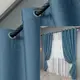 Комплект (2шт. 1,5х2,5м.) штор на люверсах, Шенилл однотонный (блэкаут). Цвет синий. Код 1696ш 37-0235
