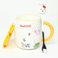Кружка з кришкою BonaDi Rabbit 430 мл порцелянова з ложкою