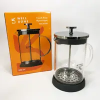 Френч-пресс Well Done WD-8038B из термостойкого стекла 800 мл. Необычный заварник для чая.