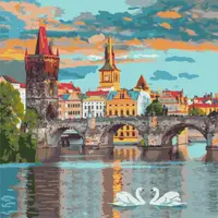 Картина по номерам KHO3616 Вечерняя Прага, 40x40см Идейка