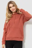 Худи женский на флисе, цвет темно-коралловый, 229R150