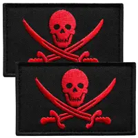 Набор шевронов  2 шт с липучкой Пират Jolly Roger Веселый Роджер 5х8 см вышитый патч нашивка шеврон