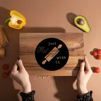 Дошка обробна S "Just roll with it" з горіха, англійська