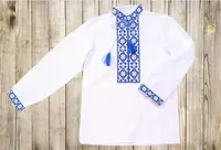 Вышиванка для мальчика Тарас с синей вышивкой 170