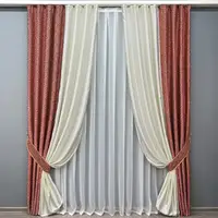 Комбіновані (2шт. 1,5х2,75м.) штори з тканини софт "Вензель". Колір бордовий з молочним. Код 014дк (2049шА-2048ш) 11-0325