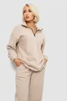 Спортивный костюм женский на флисе, цвет бежевый, 241R2007