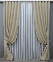 Комплект штор (2шт. 2х2,95м.) мікровелюр, колекція "Petek". Колір бежевий. Код 1488ш 32-___