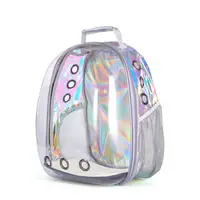 Прозорий рюкзак для перенесення тварин CosmoPet CP-24 для котів та собак Holographic White