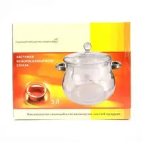 Скляна каструля 3 л із кришкою жароміцна