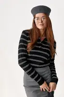 Кофта-поло на ґудзиках у косичку - чорний цвет, ONE SIZE (є розміри)