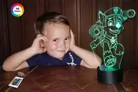3D ночник "Щенячий патруль" (УВЕЛИЧЕННОЕ ИЗОБРАЖЕНИЕ) +пульт ДУ +сетевой адаптер +батарейки (3ААА)  3DTOYSLAMP